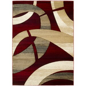 Abstract Hand-Woven Red/Tan Area Rug