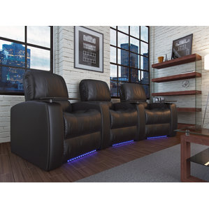 Leather Home Theater Recliner (Row of 3) by Latitude Run