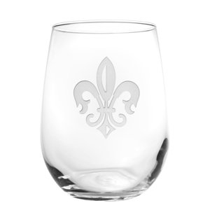 Grand Fleur De Lis 17 Oz. Stemless Wine Glass (Set of 4)