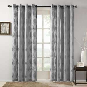 Ivan Geometric Sheer Grommet Single Curtain Panel