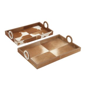 2 Piece Wood Hide Tray Set