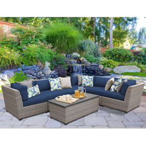 Florence 7 Piece Rattan Sectional Set with Cushions