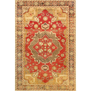 Oushak Hand-Knotted Coral Area Rug