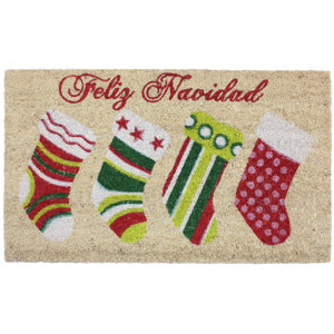 Feliz Navidad Stocking Coco Doormat