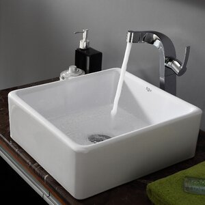 Ceramic Ceramic Square Vessel Bathroom Sink