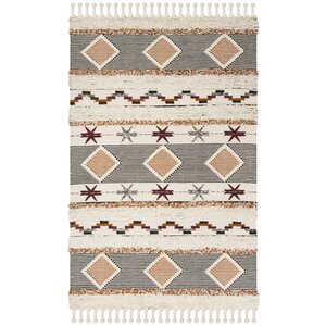 Aten Hand Knotted Wool Ivory Area Rug