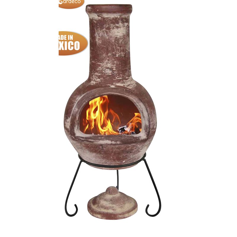 Gardeco Colima Clay Wood Burning Chiminea & Reviews | Wayfair