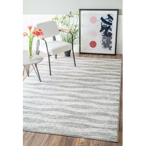 Lada Abstract Waves Gray/White Area Rug