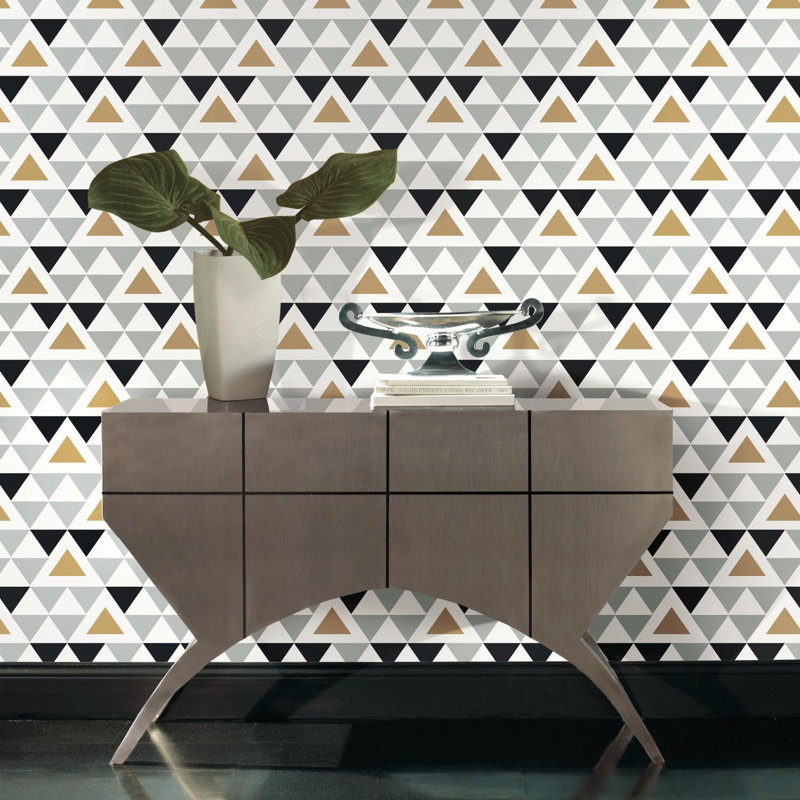 Mercer41 Rodden Triangle 16 5 L X 20 W Geometric And Stick Rodden Triangle 16 5 L X 20 W Geometric And Stick Wallpaper Roll