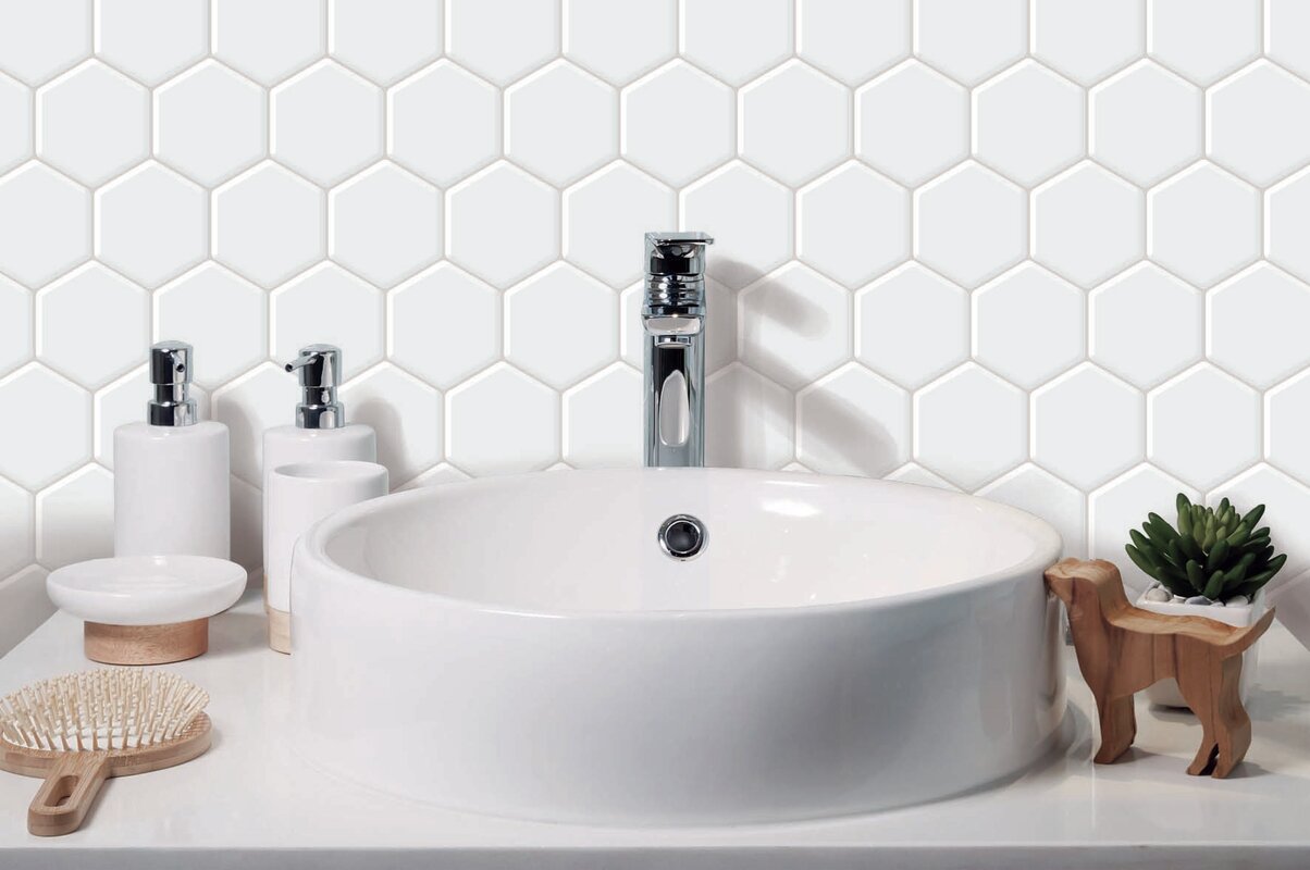 Peel and Stick Tiles Are The Easiest Fix for Ugly Rental Bathrooms