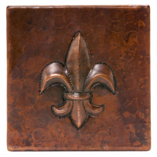 Fleur De Lis Backsplash Tiles Wayfair 4 X Hammered Copper Fleur De Lis Tile In Oil Rubbed Bronze Set Of 8