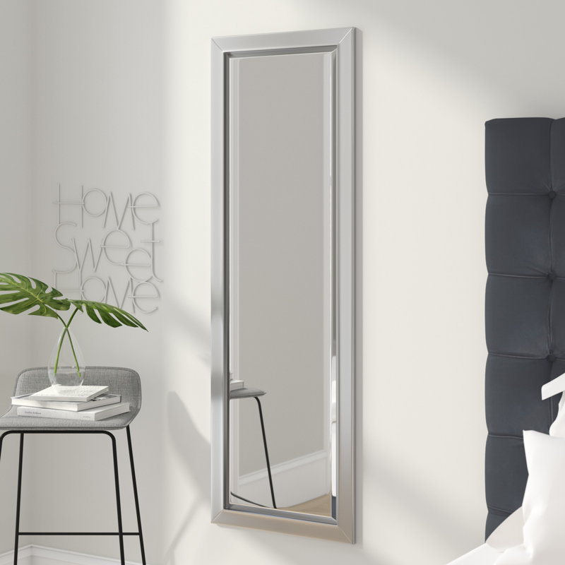 Minimal Silver Traditional Beveled Full Length Mirror
