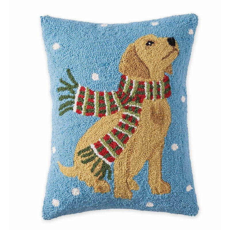 yellow lab hooked pillow