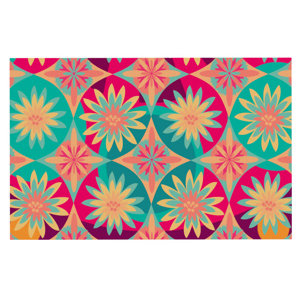 Nika Martinez 'Happy Flowers' Floral Abstract Doormat