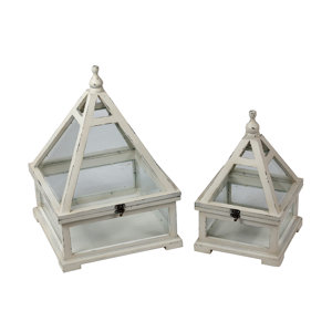 2 Piece Wood Lantern Set