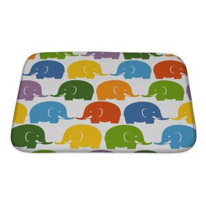 Animals Colorful Elephants Pattern Bath Rug