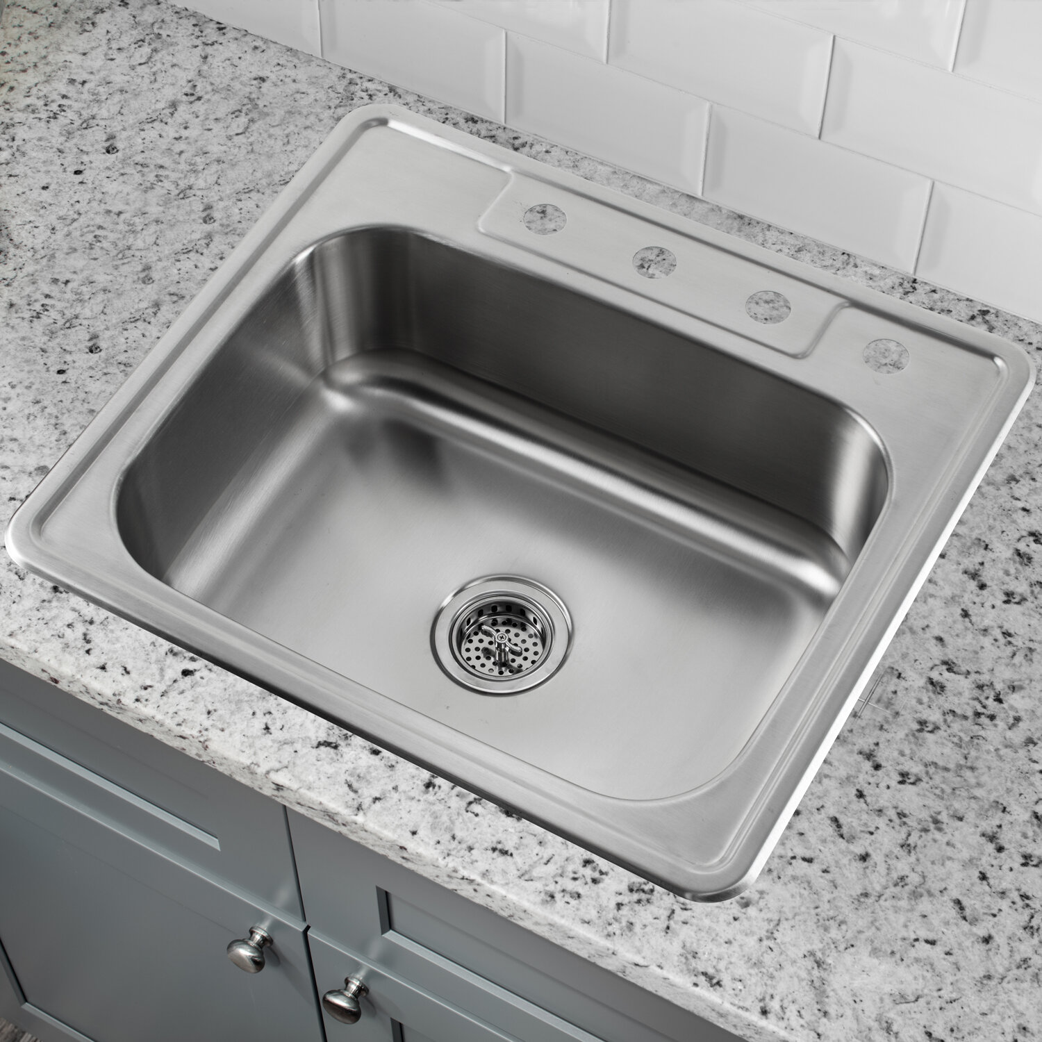 25 L X 22 W Single Bowl Drop In Stainless Steel Kitchen Sink