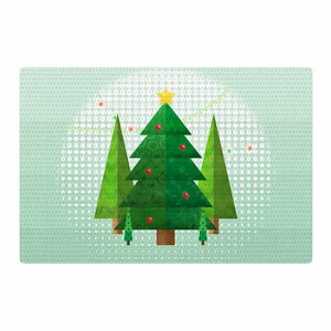 Noonday Design Geometric Christmas Tree Green/White Area Rug