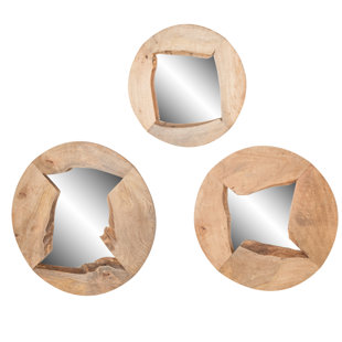 Modern Contemporary 42 Inch Round Mirror Allmodern 3 Piece Tyringham Round Wood Mirror Set