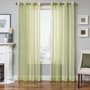 Noonan Striped Sheer Grommet Single Curtain Panel