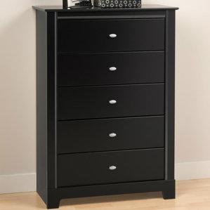 Belgium Black 5 Drawer Chest by Red Barrel Studio