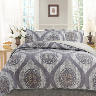 Gray Silver Purple Bedding You Ll Love Wayfair Reversible Quilt Set By Dada Bedding