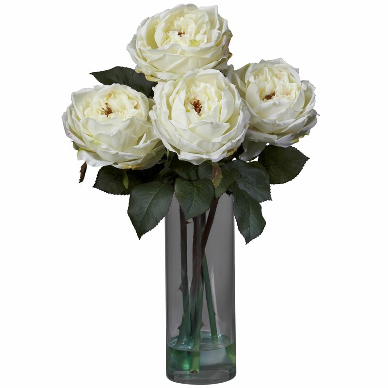 Nearly Natural Fancy Silk Roses in Vase & Reviews | Wayfair