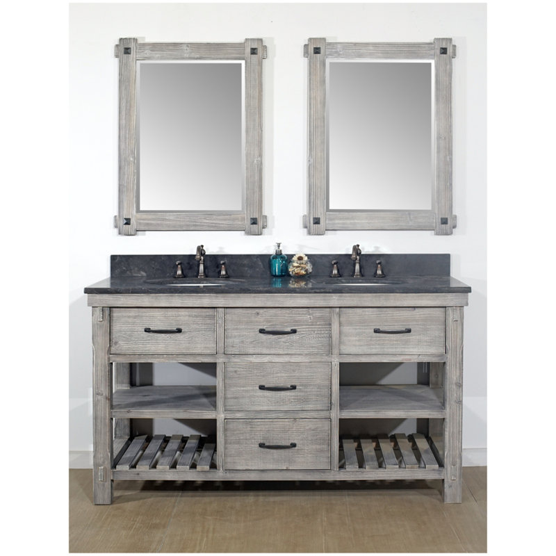 Millwood Pines Villeneuve Rustic Solid Fir 60 Double Bathroom Villeneuve Rustic Solid Fir 60 Double Bathroom Vanity Set