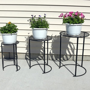 Modern Indoor/Outdoor Nesting 3 Piece Plant Stand Set