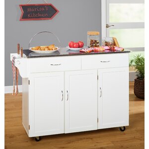 Garrettsville Kitchen Island with Stainless Steel Top