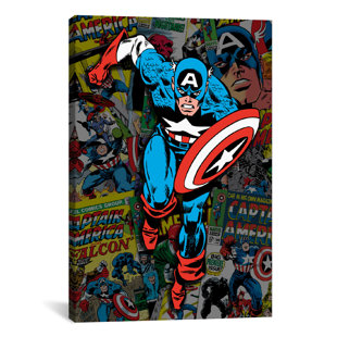 Marvel Comics Captain America Cover Collage Graphic Art On Wrapped Canvas Marvel Comics Captain America Cover Collage Graphic Art On Wrapped Canvas