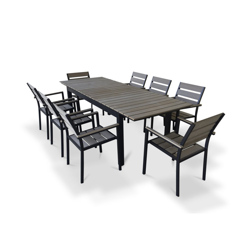 9 Piece Extendable Outdoor Dining Set & Reviews AllModern