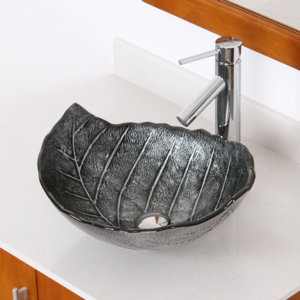 Hot Melted and Hand Painted Winter Leaf Bowl Specialty Vessel Bathroom Sink