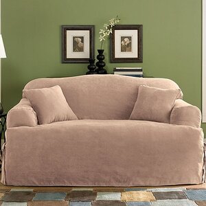 Soft Suede T-Cushion Loveseat Slipcover