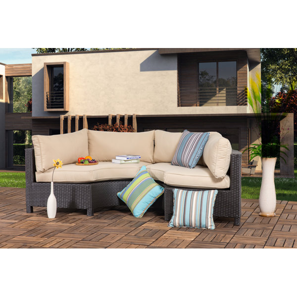 Gracie Oaks Zaina Outdoor 2 Pieces Curved Sofa Seating Group With Gracie Oaks Zaina Outdoor 2 Pieces Curved Sofa Seating Group With Cushions Wayfair