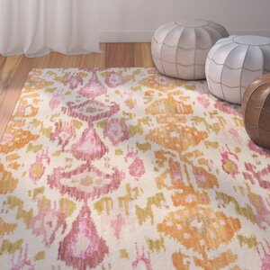 Bower Pastel Pink Ikat/Suzani Area Rug