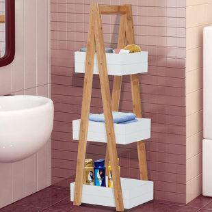 Bamboo 30 X 81cm Bathroom Shelf By Homcom Price Bamboo 30 X 81cm Bathroom Shelf