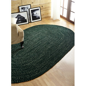 Chenille Reversible Tweed Braided Diluth/Emerald Indoor/Outdoor Area Rug