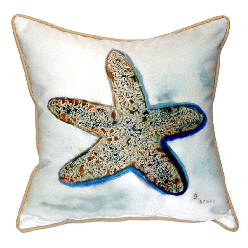 Betsy Drake Interiors Coastal Starfish Indoor/Outdoor Throw Pillow