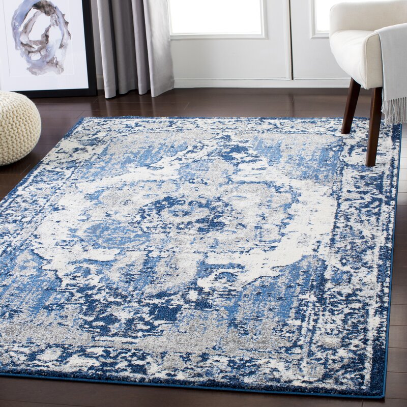 Bungalow Rose Almendarez Navy/Dark Blue Area Rug & Reviews | Wayfair