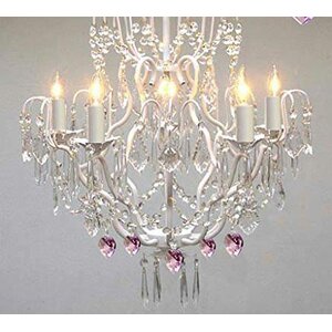 Clemence 5-Light Pink Shade Chain Crystal Chandelier