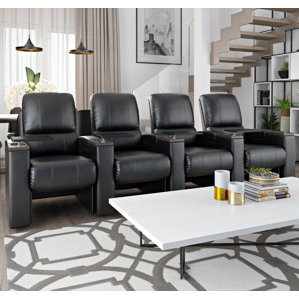 Manual Luxury Rocker Recline Home Theater Row Seating (Row of 4) by Freeport Park