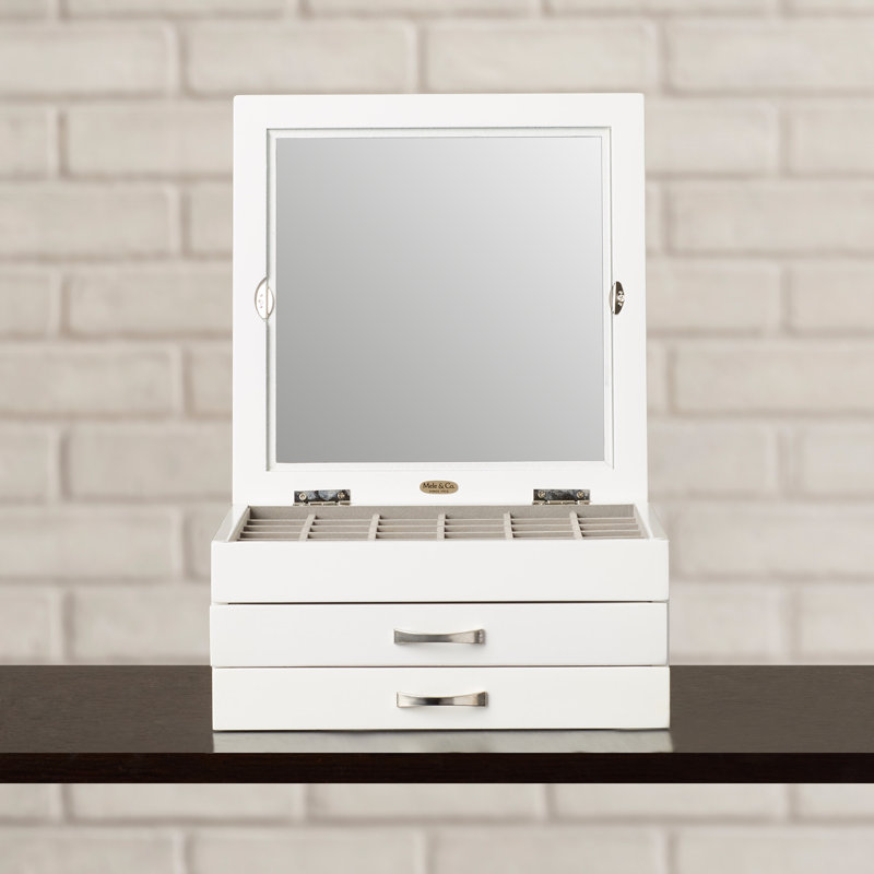 Wrought Studio Dupont Glass Top Jewelry Box in White & Reviews Wayfair