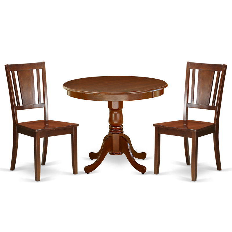 Alcott Hill Twila 3pc Round 36 Inch Dining Table And Two Wood Seat