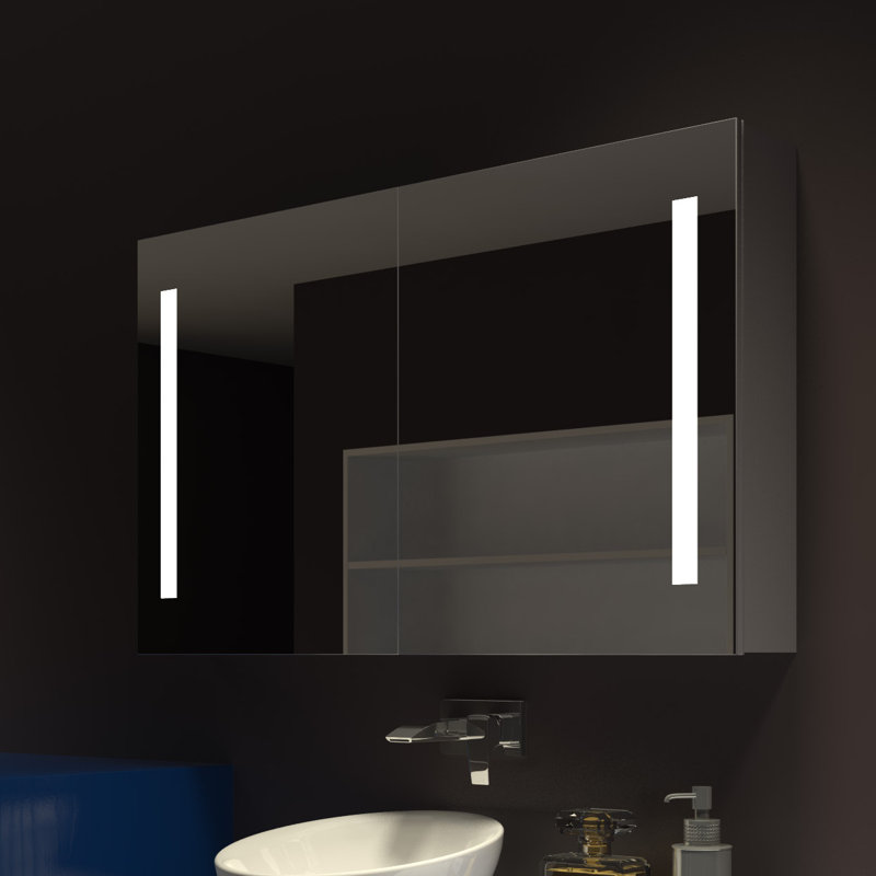 Orren Ellis Lency 48 X 28 Surface Mount Frameless Medicine Cabinet Orren Ellis Lency 48 X 28 Surface Mount Frameless Medicine Cabinet With 3 Shelves And Led Lighting Wayfair