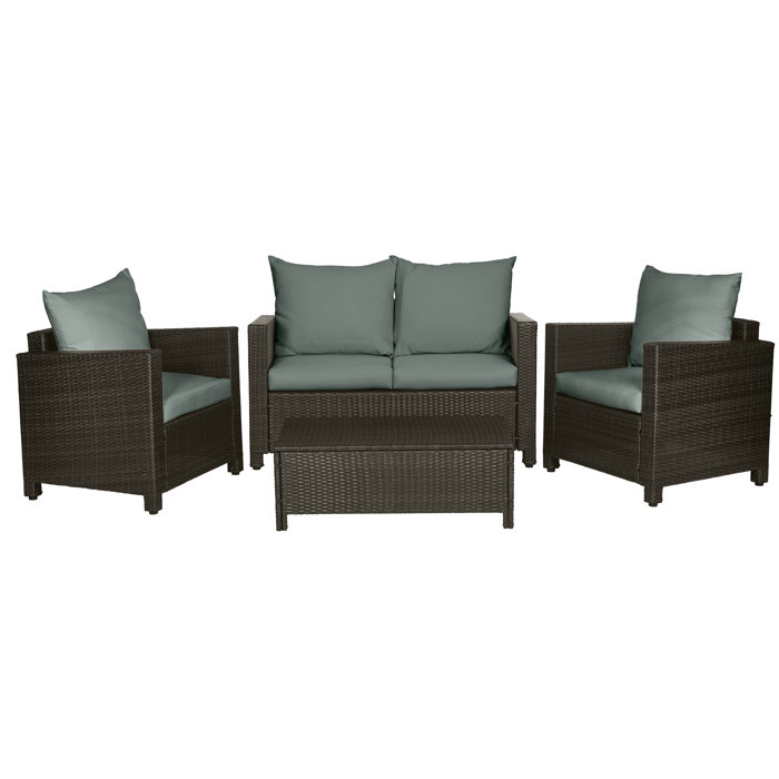 Belva 4 Piece Rattan Sofa Set With Cushions