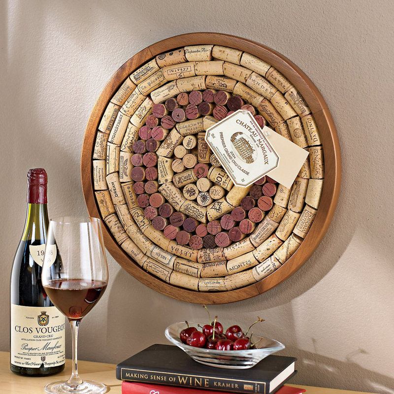 Wine Enthusiast Companies Round Wine Cork Board Kit Wall Mounted