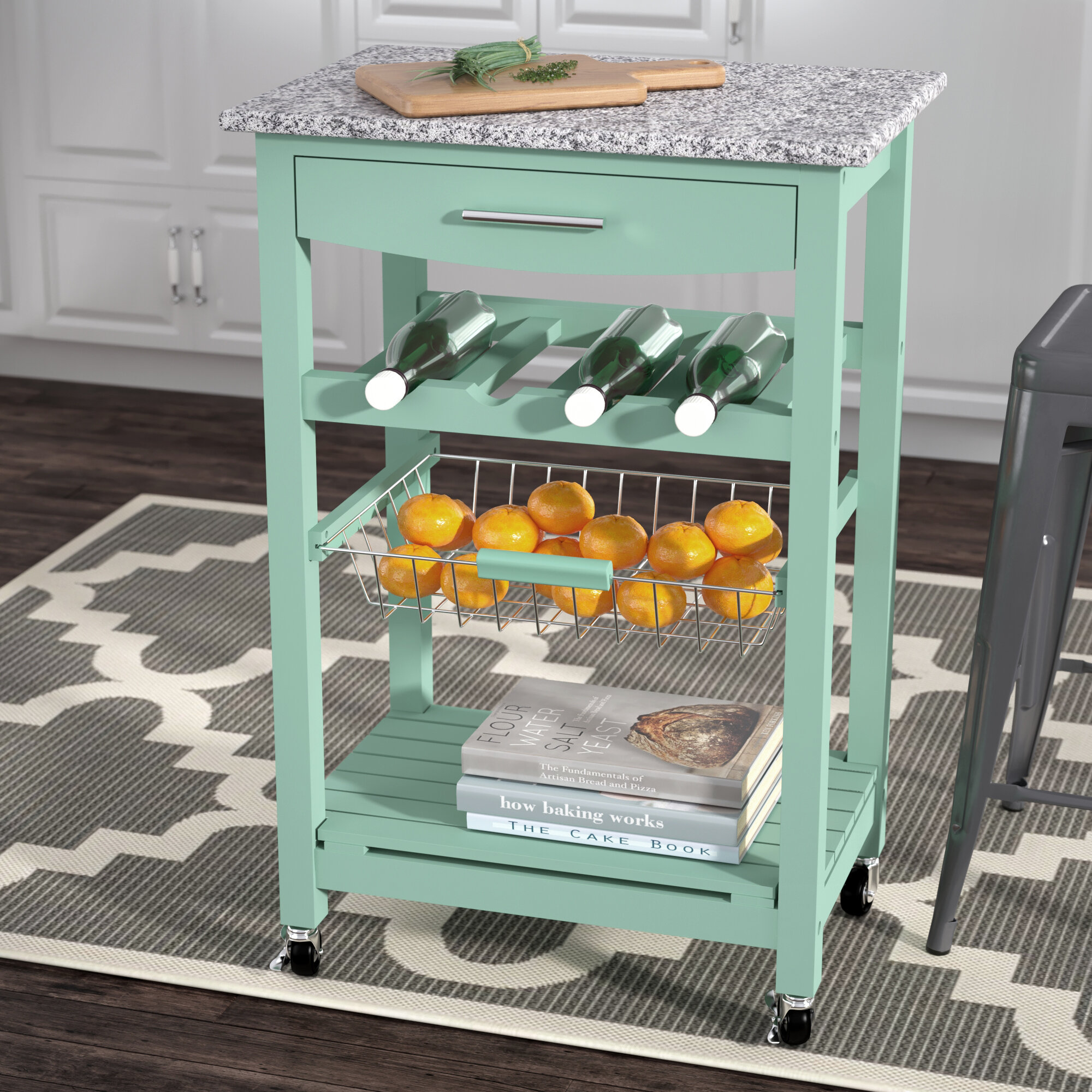 Winston Porter Macy Kitchen Cart With Granite Top Reviews Wayfair