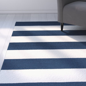 Greer Cobalt & Ivory Striped Area Rug