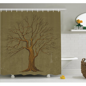 Tree Old Paper Effect Vintage Shower Curtain Set